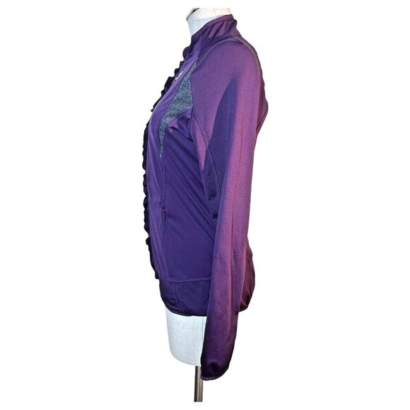 Womens Athleta Prevail Full Zip Purple Jacket Size Small Ruffle Running Pockets - Picture 3 of 9